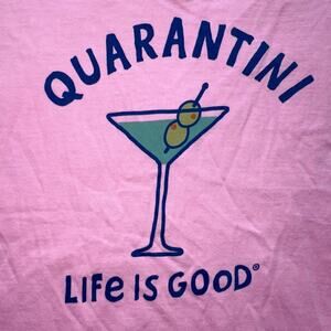 NWOT Women’s Small Life Is Good Quarantini Graphic SS Crusher VNeck TShirt Pink